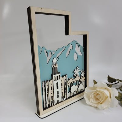 St. George Utah Temple LDS Customized Temple State Sign, Laser cut and fully assembled
