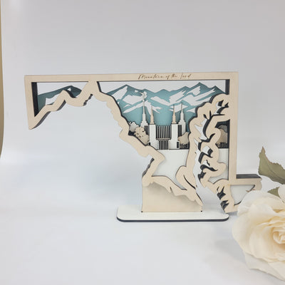 Washington DC Maryland Temple LDS Customized Temple State Sign, Laser cut and fully assembled