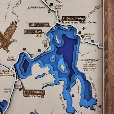 Yellowstone National Park close up of blue water layers and trail details