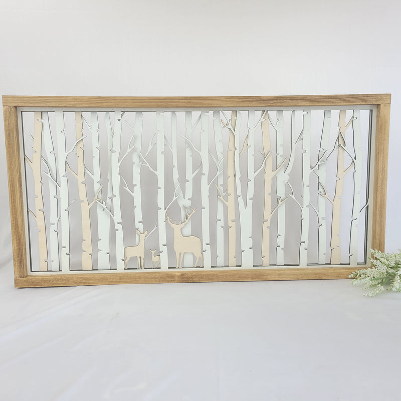 Birch Trees Wildlife wall decor 28x14
