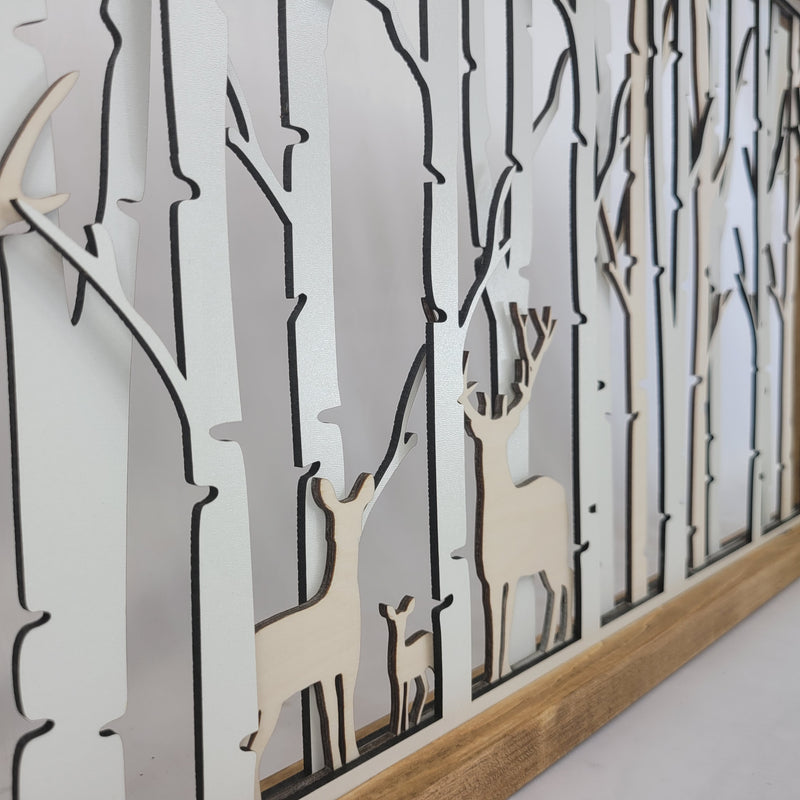 Birch Trees Wildlife wall decor 28x14