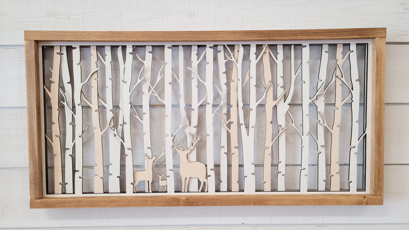 Birch Trees Wildlife wall decor 28x14
