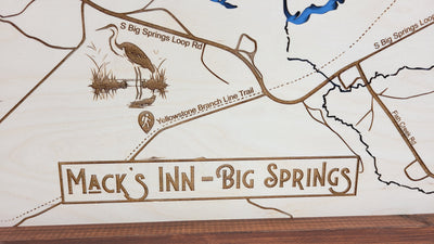 Mack's Inn Big Springs Laser Engraved Topographic Map