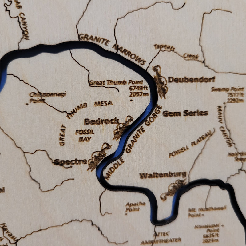 Grand Canyon Laser Engraved Topographic Map