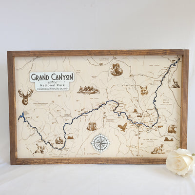 Grand Canyon Laser Engraved Topographic Map