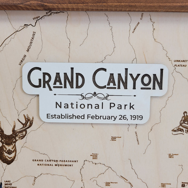 Grand Canyon Laser Engraved Topographic Map