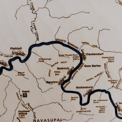 Grand Canyon Laser Engraved Topographic Map