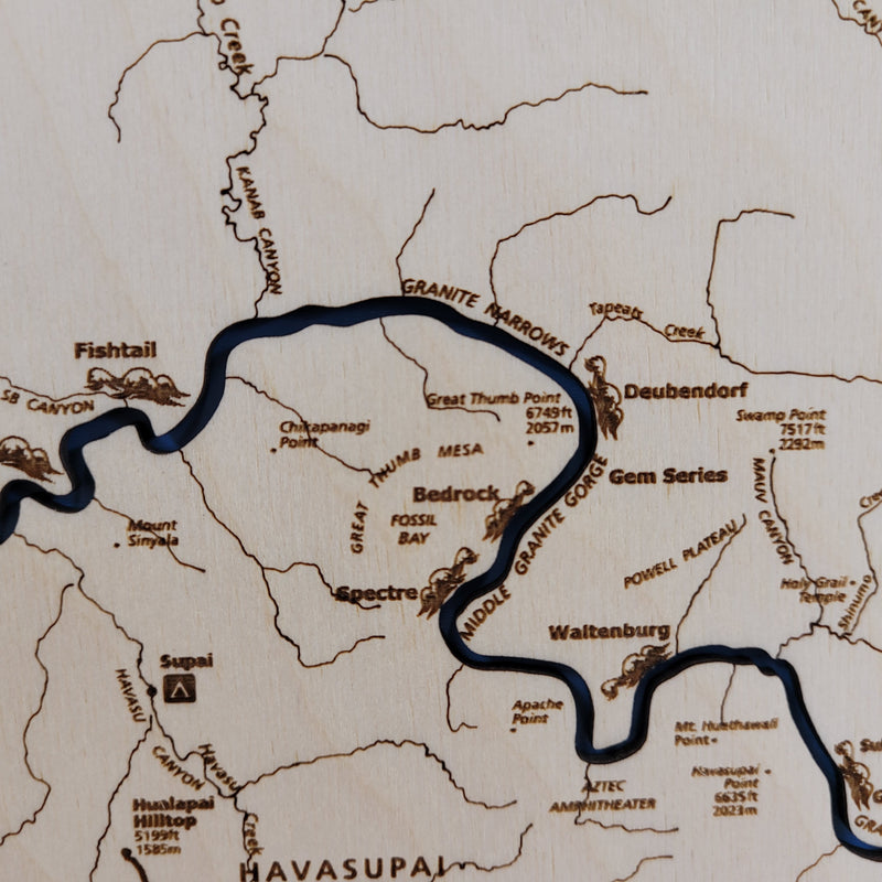 Grand Canyon Laser Engraved Topographic Map