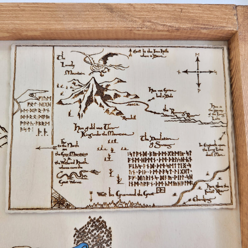 Middle Earth Lord of the Rings Fantasy Map Sign | Laser Engraved & Framed Wall Art