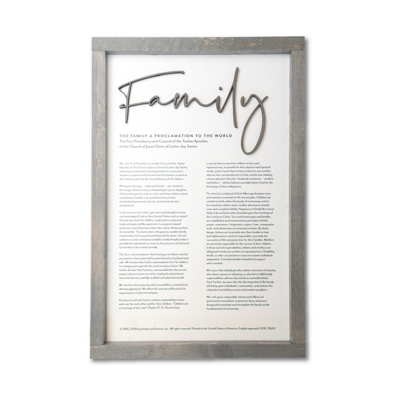 The Family: A Proclamation to the World | Modern Engraved Sign