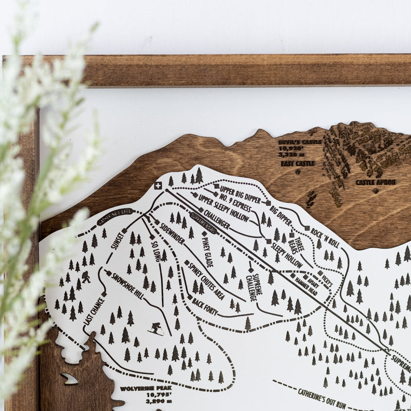 Alta Ski Resort Map Sign | Laser Engraved & Framed Wall Art