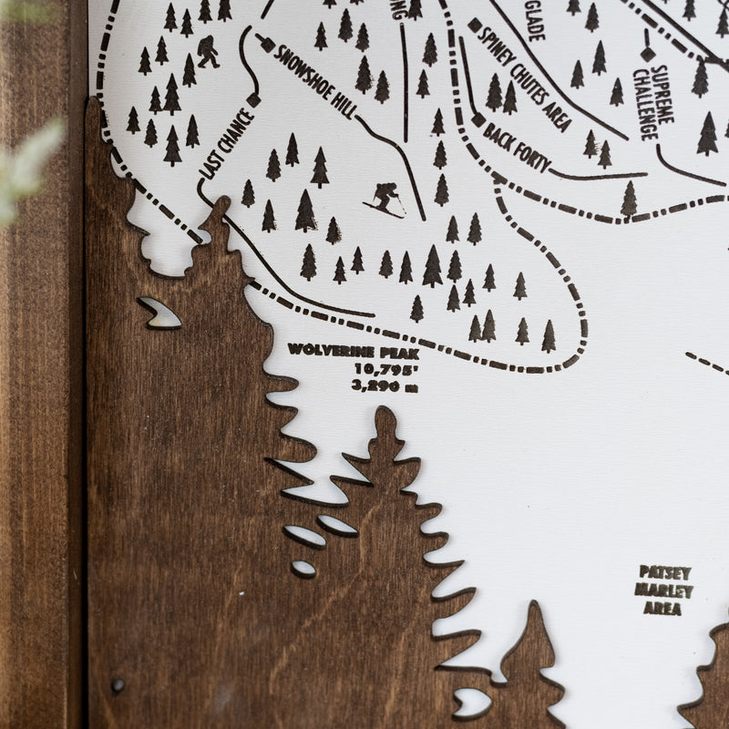 Alta Ski Resort Map Sign | Laser Engraved & Framed Wall Art