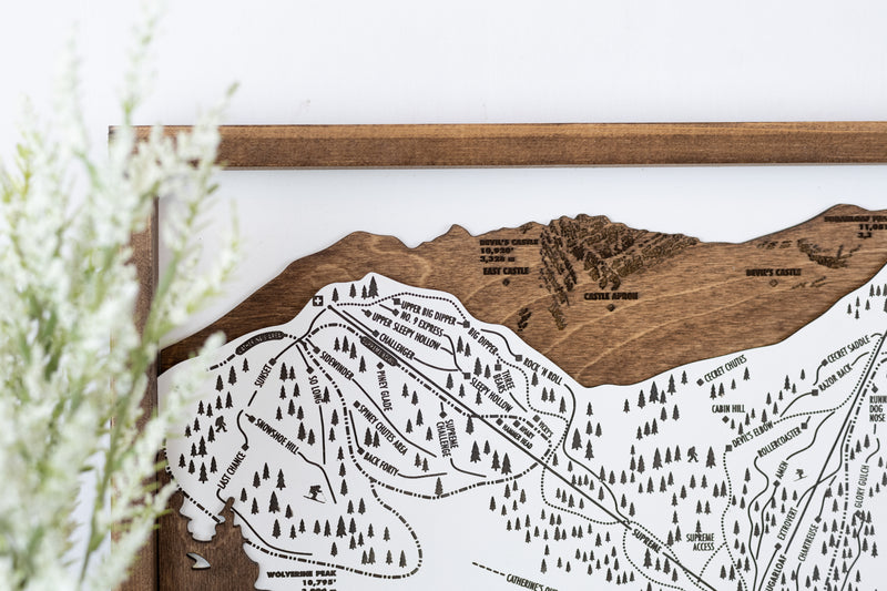 Alta Ski Resort Map Sign | Laser Engraved & Framed Wall Art