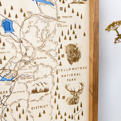 Ashton to Island Park Topo Map Sign | Laser Engraved & Framed Wall Art