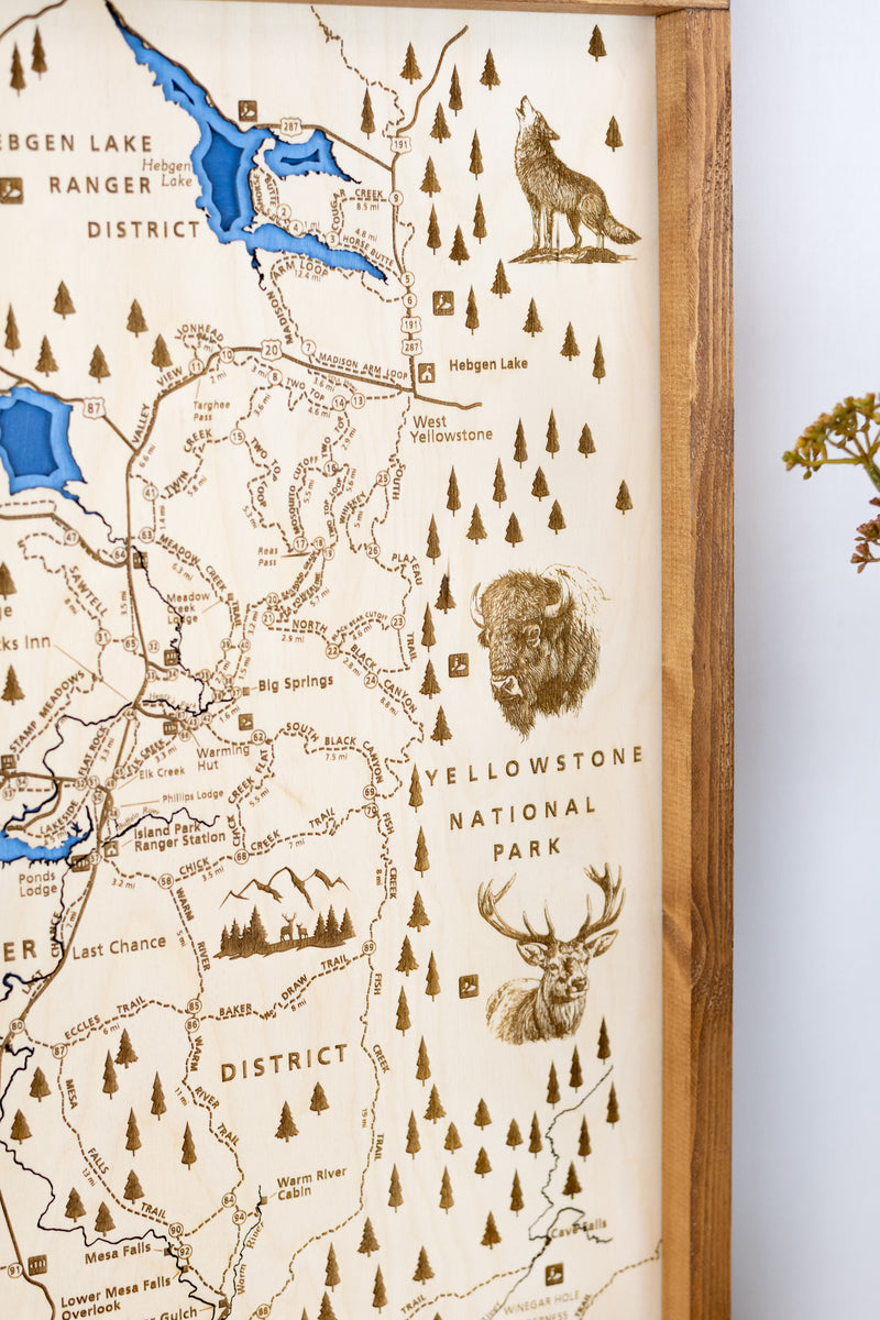 Ashton to Island Park Topo Map Sign | Laser Engraved & Framed Wall Art