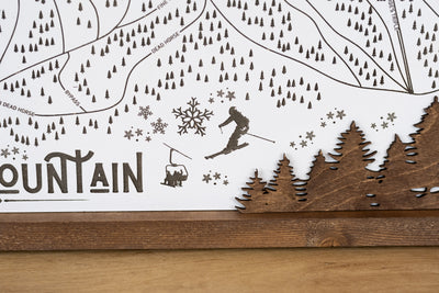 Beaver Mountain Ski Resort Map Sign | Laser Engraved & Framed Wall Art