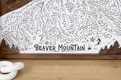 Beaver Mountain Ski Resort Map Sign | Laser Engraved & Framed Wall Art
