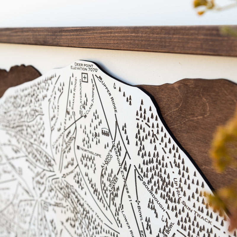 Bogus Basin Ski Resort Map Sign | Laser Engraved & Framed Wall Art