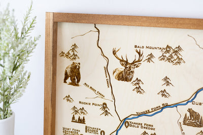 Bonanza - Custer Topo Map Sign | Laser Engraved & Framed Wall Art