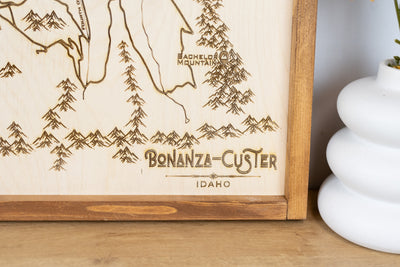 Bonanza - Custer Topo Map Sign | Laser Engraved & Framed Wall Art