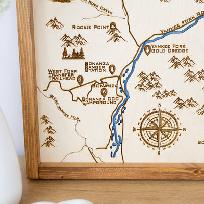 Bonanza - Custer Topo Map Sign | Laser Engraved & Framed Wall Art