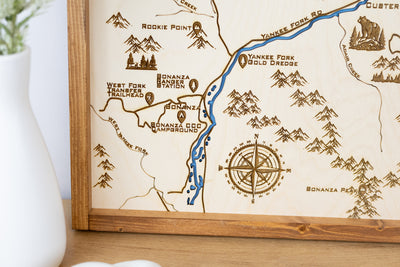 Bonanza - Custer Topo Map Sign | Laser Engraved & Framed Wall Art