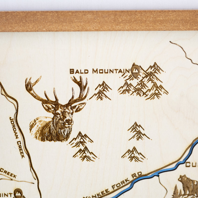 Bonanza - Custer Topo Map Sign | Laser Engraved & Framed Wall Art