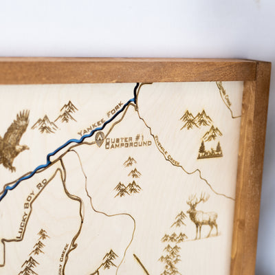 Bonanza - Custer Topo Map Sign | Laser Engraved & Framed Wall Art