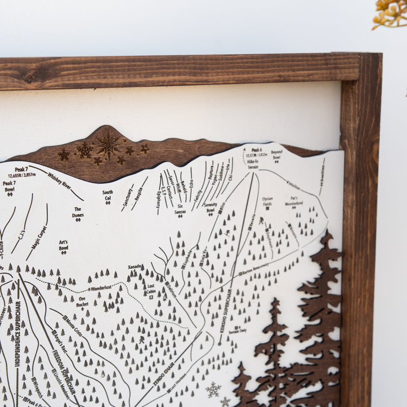 Breckenridge Ski Resort Map Sign | Laser Engraved & Framed Wall Art