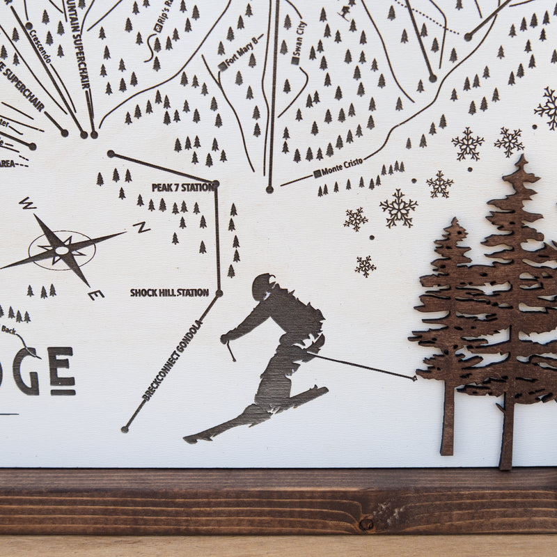 Breckenridge Ski Resort Map Sign | Laser Engraved & Framed Wall Art