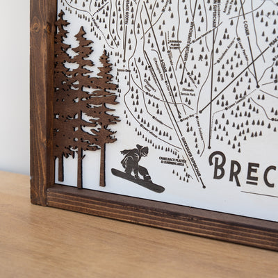 Breckenridge Ski Resort Map Sign | Laser Engraved & Framed Wall Art