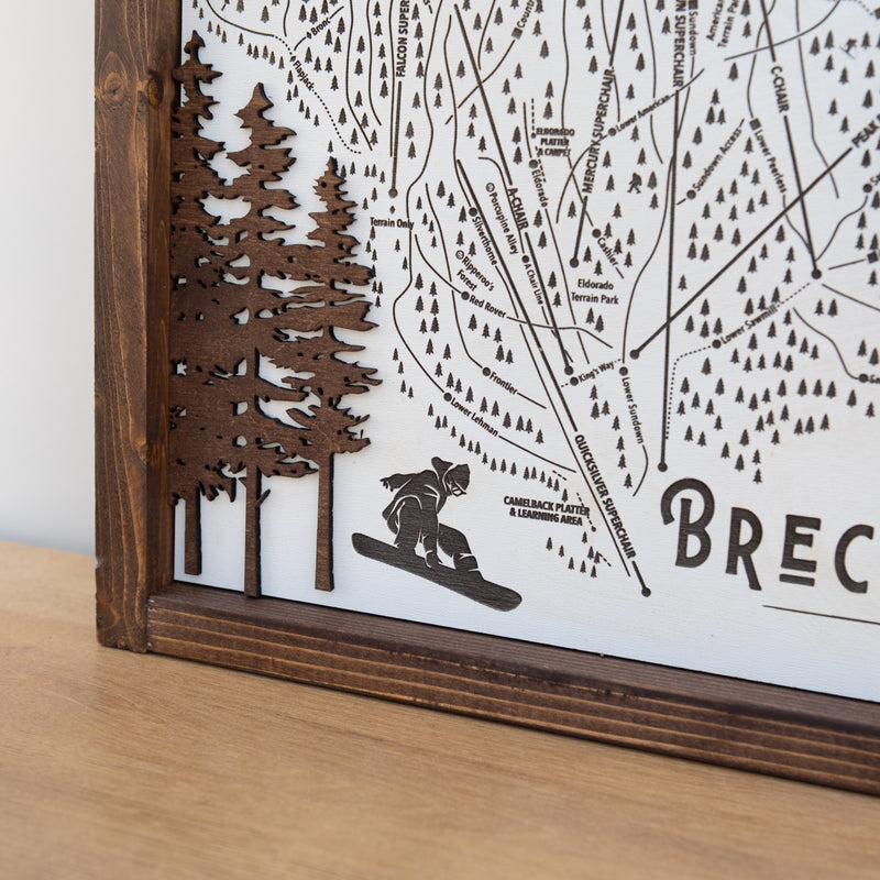 Breckenridge Ski Resort Map Sign | Laser Engraved & Framed Wall Art