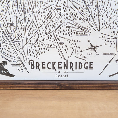 Breckenridge Ski Resort Map Sign | Laser Engraved & Framed Wall Art
