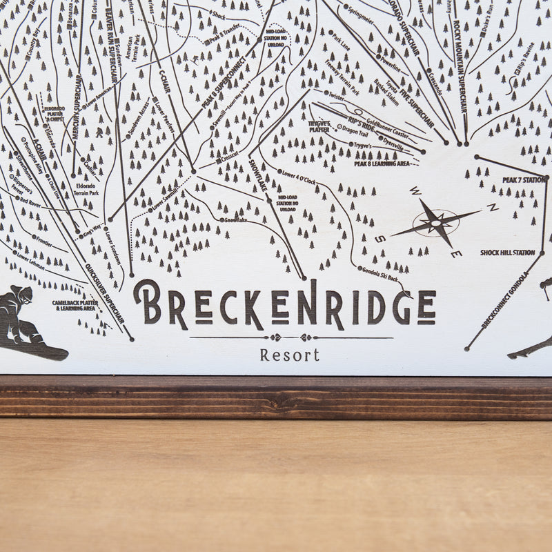 Breckenridge Ski Resort Map Sign | Laser Engraved & Framed Wall Art