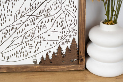 Brighton Ski Resort Map Sign | Laser Engraved & Framed Wall Art