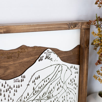 Brighton Ski Resort Map Sign | Laser Engraved & Framed Wall Art
