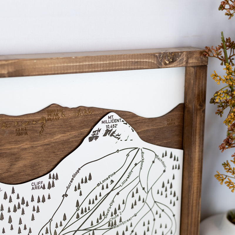 Brighton Ski Resort Map Sign | Laser Engraved & Framed Wall Art