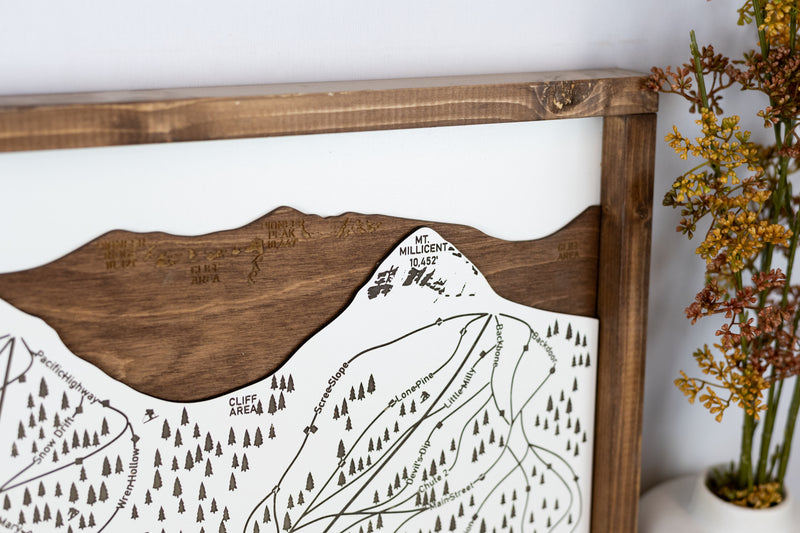 Brighton Ski Resort Map Sign | Laser Engraved & Framed Wall Art