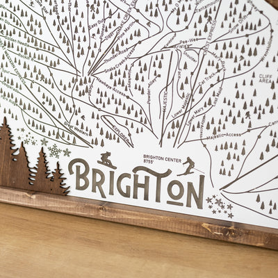 Brighton Ski Resort Map Sign | Laser Engraved & Framed Wall Art