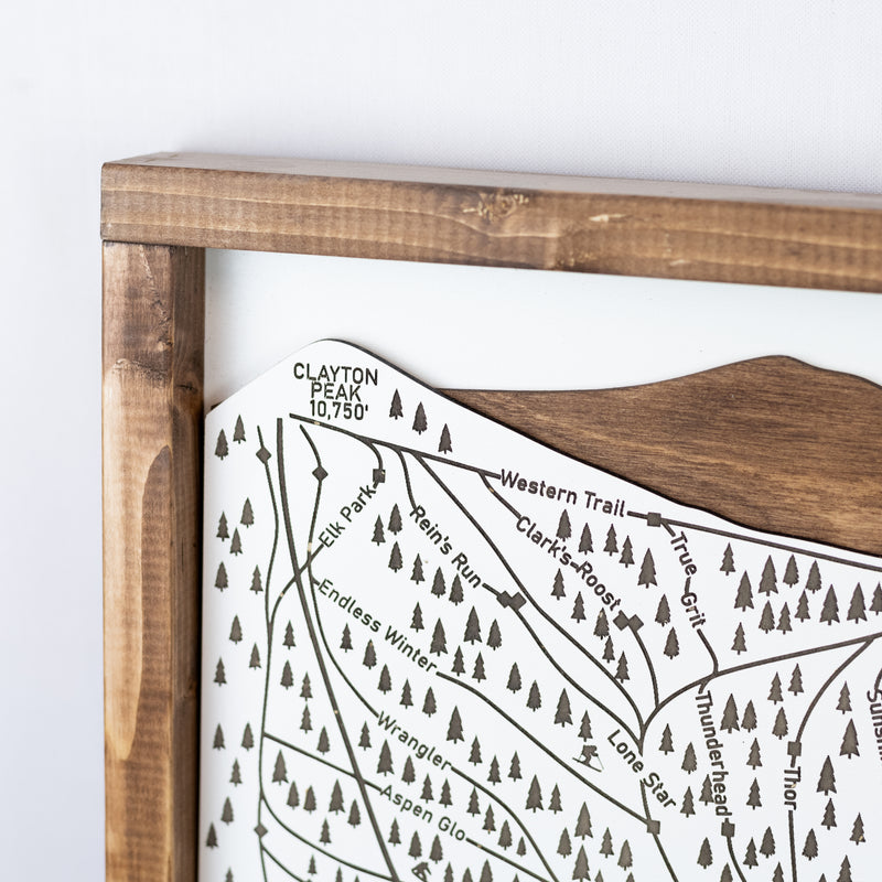 Brighton Ski Resort Map Sign | Laser Engraved & Framed Wall Art