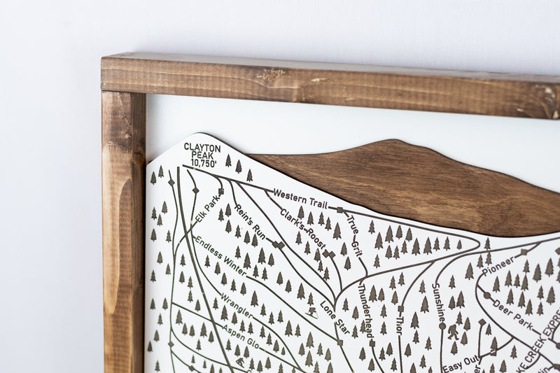 Brighton Ski Resort Map Sign | Laser Engraved & Framed Wall Art