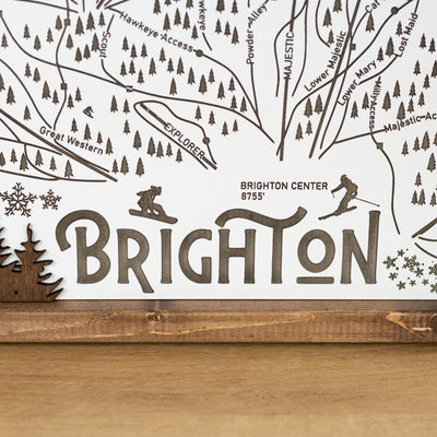 Brighton Ski Resort Map Sign | Laser Engraved & Framed Wall Art
