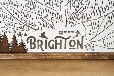 Brighton Ski Resort Map Sign | Laser Engraved & Framed Wall Art
