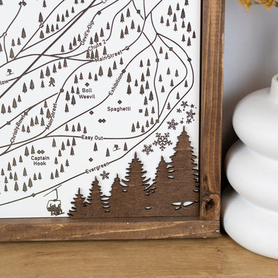 Brighton Ski Resort Map Sign | Laser Engraved & Framed Wall Art