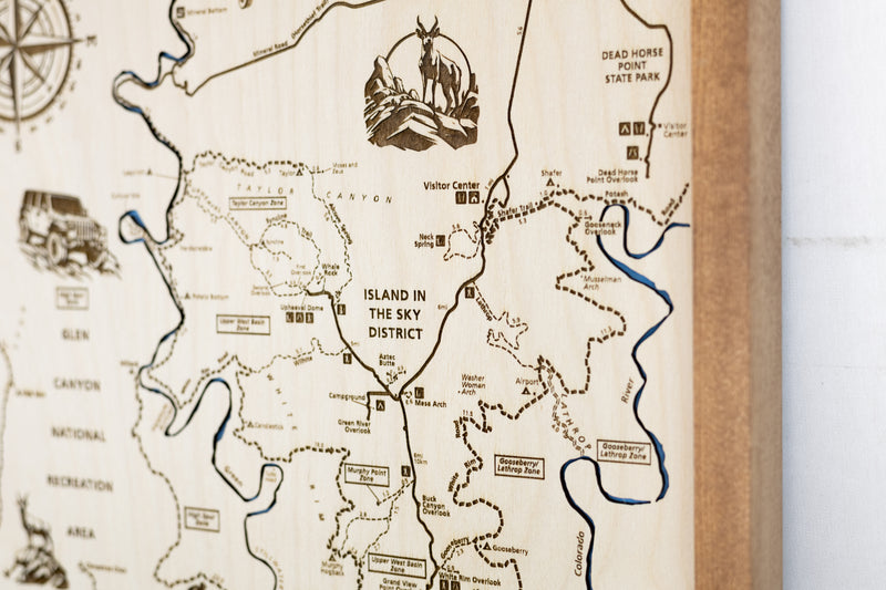 Canyonlands Topo Map Sign | Laser Engraved & Framed Wall Art
