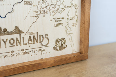 Canyonlands Topo Map Sign | Laser Engraved & Framed Wall Art
