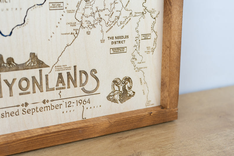 Canyonlands Topo Map Sign | Laser Engraved & Framed Wall Art