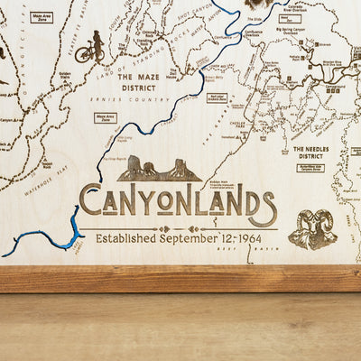 Canyonlands Topo Map Sign | Laser Engraved & Framed Wall Art