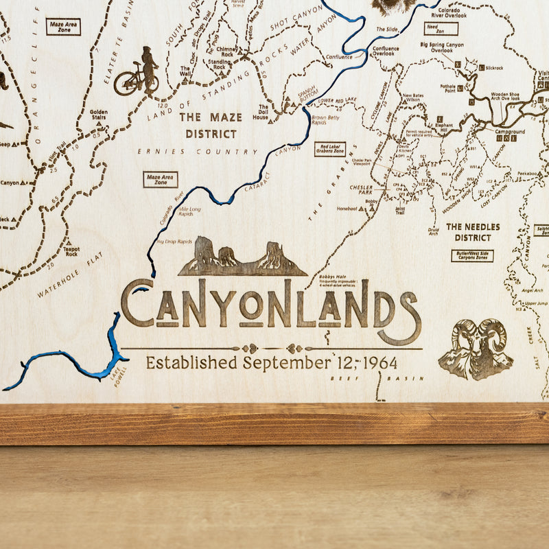 Canyonlands Topo Map Sign | Laser Engraved & Framed Wall Art