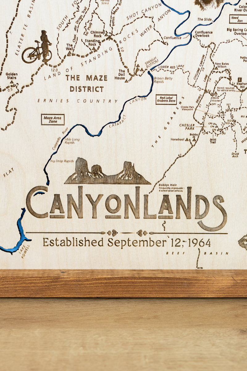 Canyonlands Topo Map Sign | Laser Engraved & Framed Wall Art
